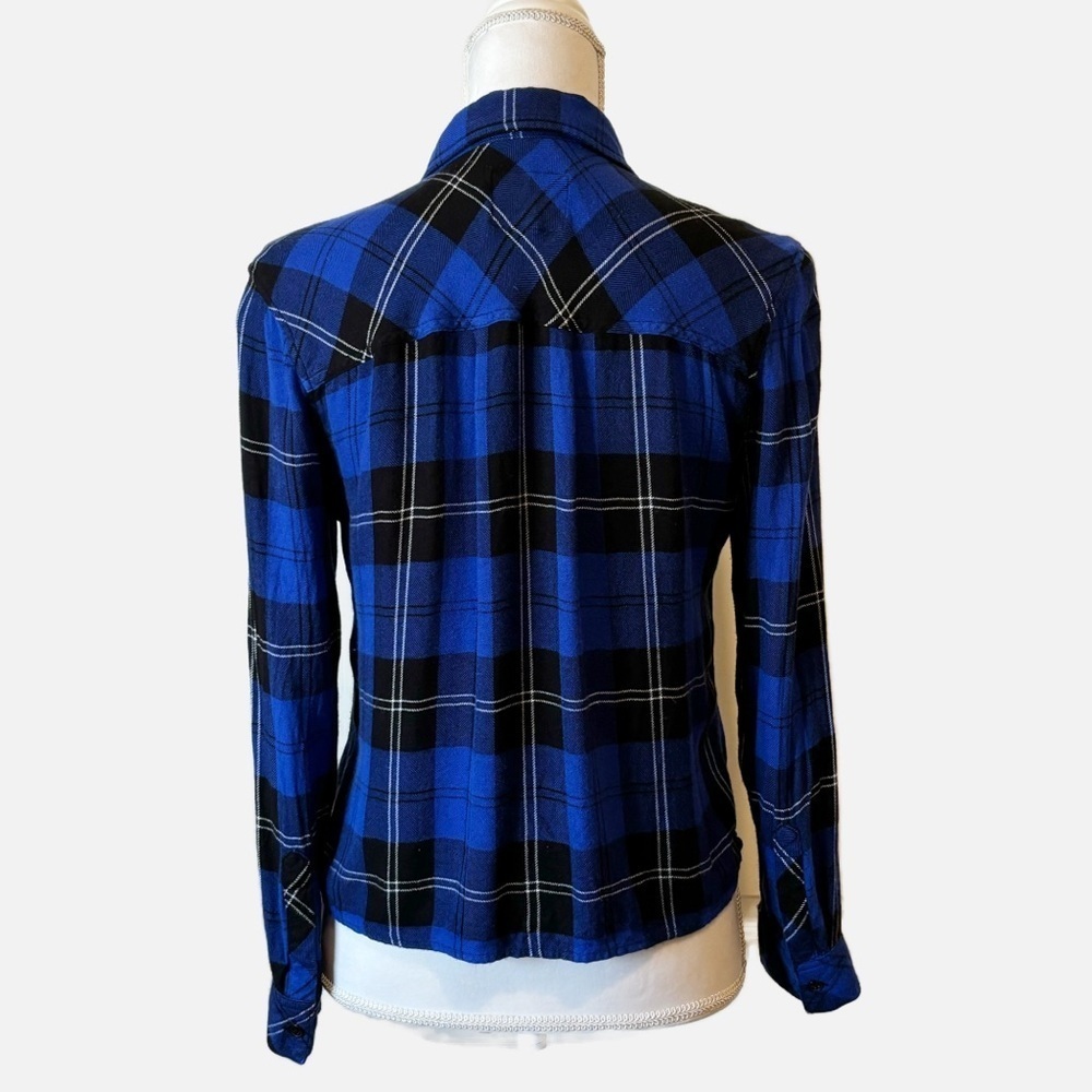 Rails Dylan Cobalt Tartan Plaid Button Down Cropp… - image 6